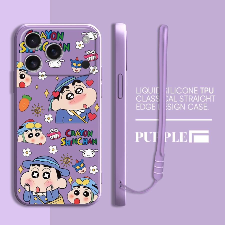 

Case for Apple iPhone 17 Pro Max 13 Mini 7 8 16 XS XR 11 12 Plus Air 15 Phone Cover Cartoon Crayon Shin-chan iPhone 12 Pro Max
