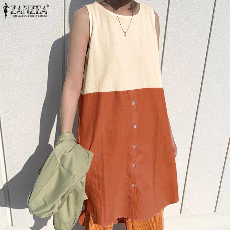 

ZANZEA Летнее женское короткое платье без рукавов цвета майки