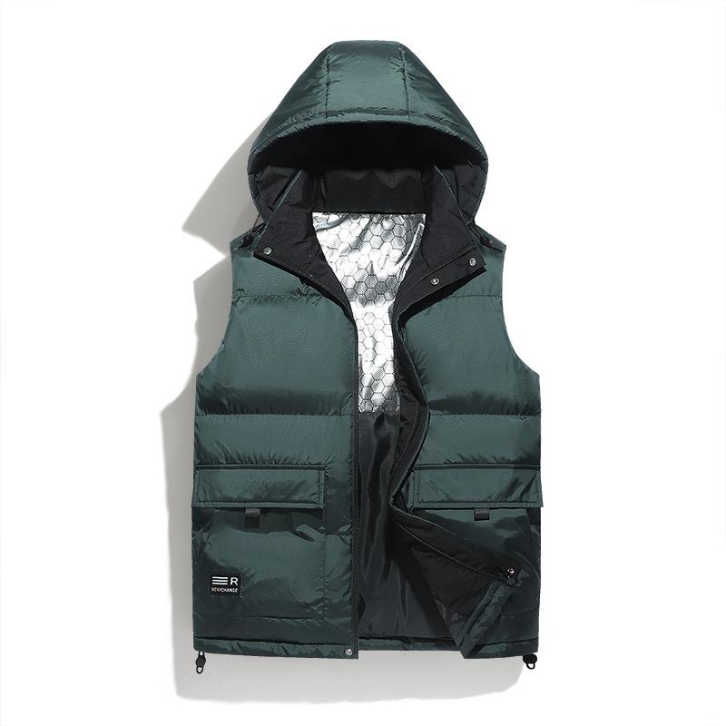 Vest men's autumn and winter Korean version trend cotton vest thickened thermal tooling vest large size handsome vest jacket