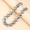 Gunmetal Black Beaded Heart Pendant Necklace Adjustable Length Neckchain Fashionable Clavicle Chain Jewelry for Women