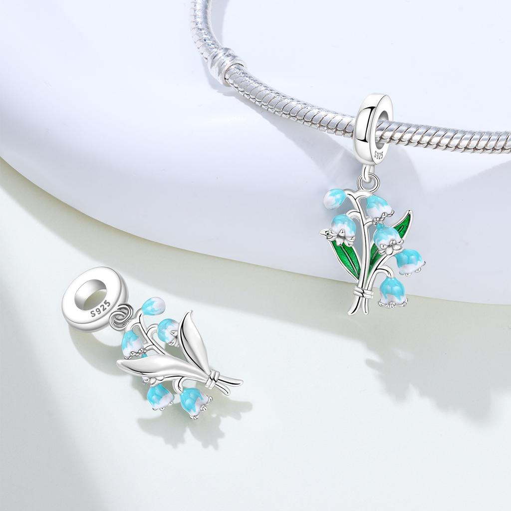Copper Fresh Beautiful Bellflower Original Pendants Bracelet Charms Jewelry Party Beads Diy Trendy Gift
