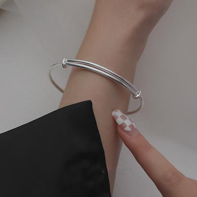 Sterling Silver Bracelet for Young Women's Plain Ring Bracelet, Trendy and Luxury, Small and Popular S925 Sterling Silver Simple Basic Style