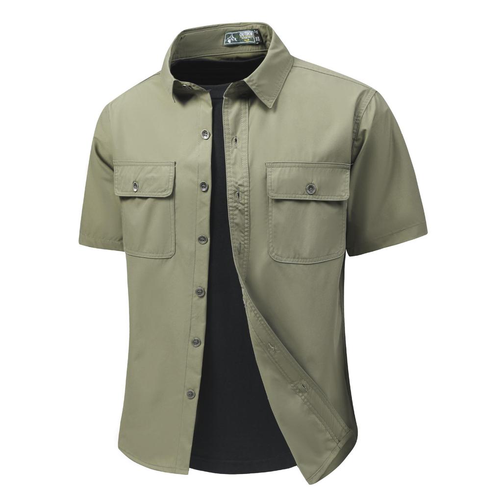 Men's Short-Sleeve Outdoor Multi-Pocket Breathable Shirt