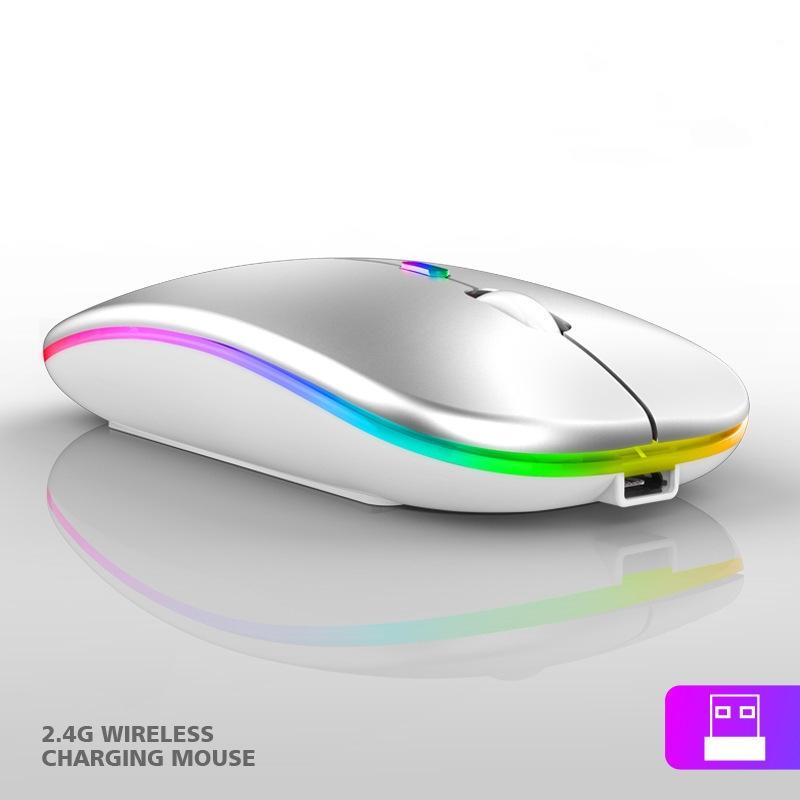 Rechargeable Bluetooth Wireless Mouse with 2.4GHz USB RGB 1600DPI Mouse for Computer Laptop Tablet PC Macbook Gaming Mouse Gamer