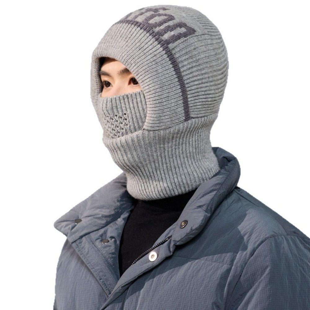 One Size Knitted Balaclava Hat Windproof Fleece Face Mask Hat Windproof Beanie Hat Outdoor Cycling