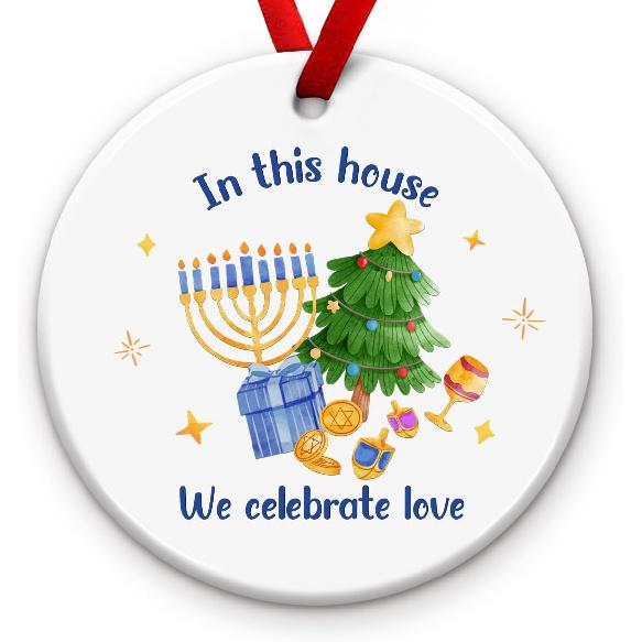 Hanukkah Xmas Ornament 2025 – Happy Hanukkah Ceramic Ornamemts, Chanukah Party Decorations – Je for Family, Friend, Men & Women - Festival of