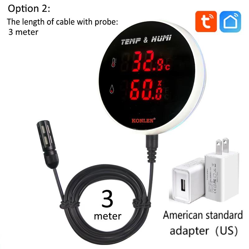 Tuya WIFI Temperature Humidity Sensor Thermometer Hygrometer Smart Life Moisture Probe For Home Plants google home alexa