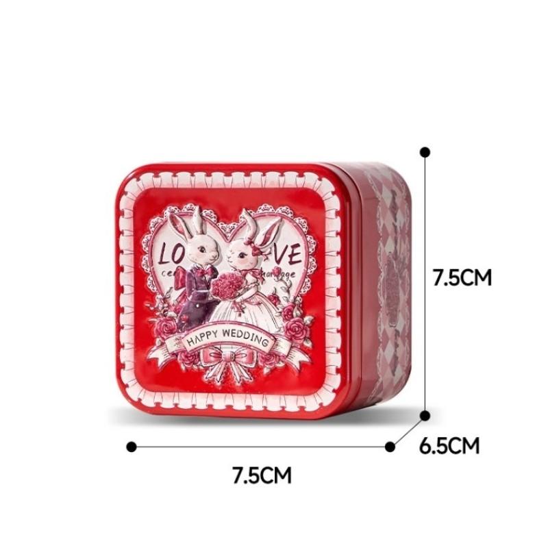 Kaninchenmuster Relief Blechdose Quadratische Weißblech Vorratsdosen Süßigkeiten Keks Tee Aufbewahrungsbehälter Geschenkbox