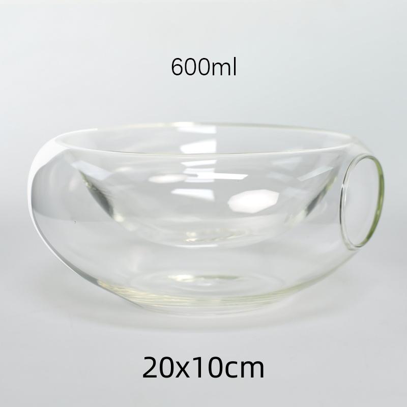 Transparent Glass Bowl with Side Opening Dry Ice Bowl Creative Cuisine Tableware Special Restaurant Salad ceramic bowl set