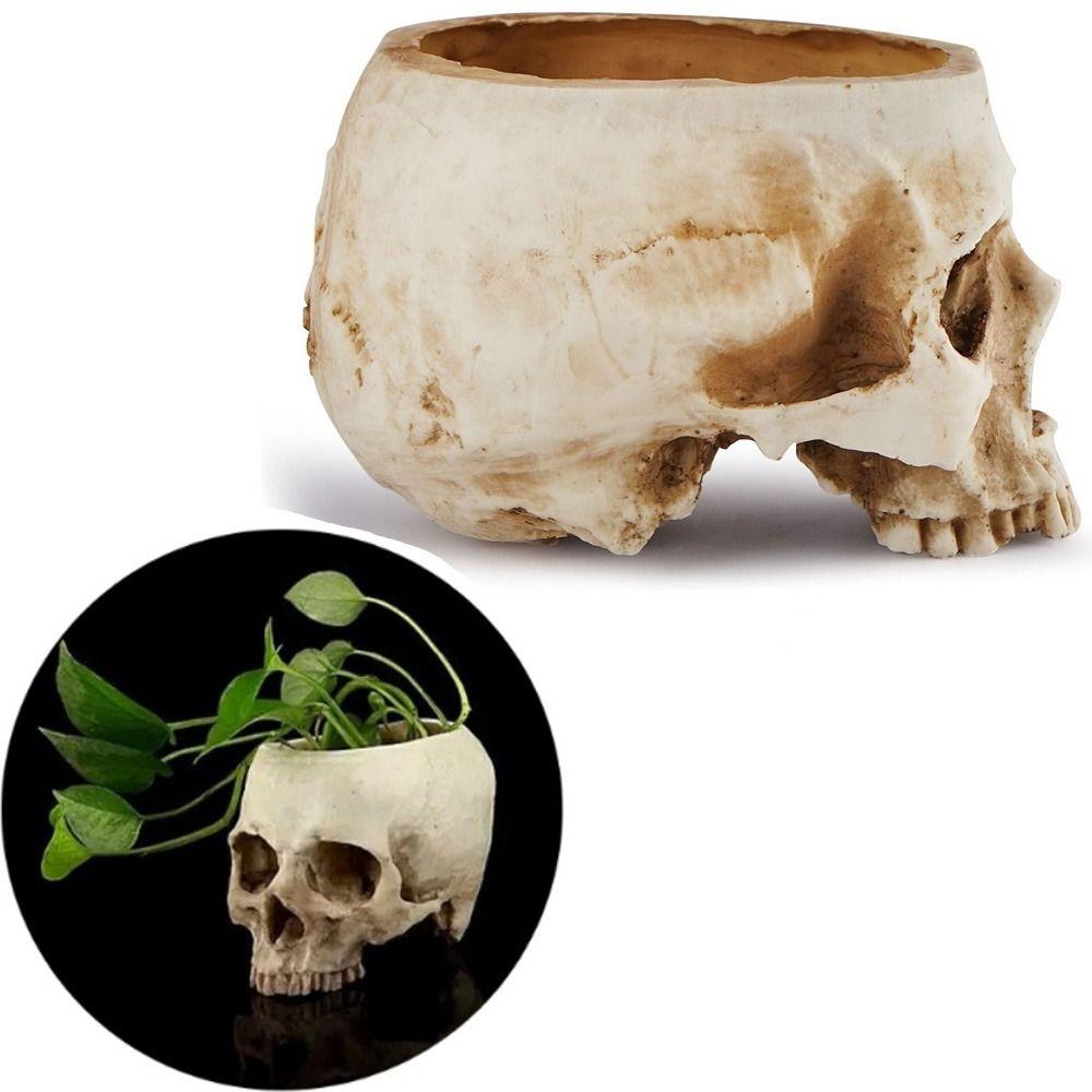 Office Sugar Container For Home Decor Flower Candy Bowl Skull Flower Pot Fake Skull Skull Planter