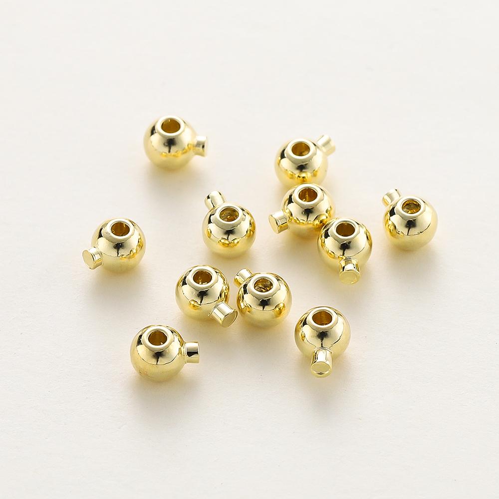 20pcs Positioning Clasp 14K 18K Gold Plated Crimp Snap Button Bracelet Necklace Fastener Ball End Cap For DIY Jewelry Findings