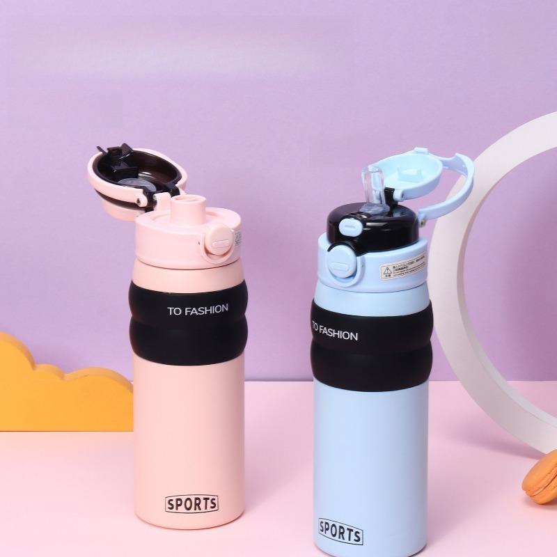 550ml Dual Drink 316 Stainless Steel Insulated Water Bottle, One Click Flip Straw Sports Tumbler for Women Gym Commute
