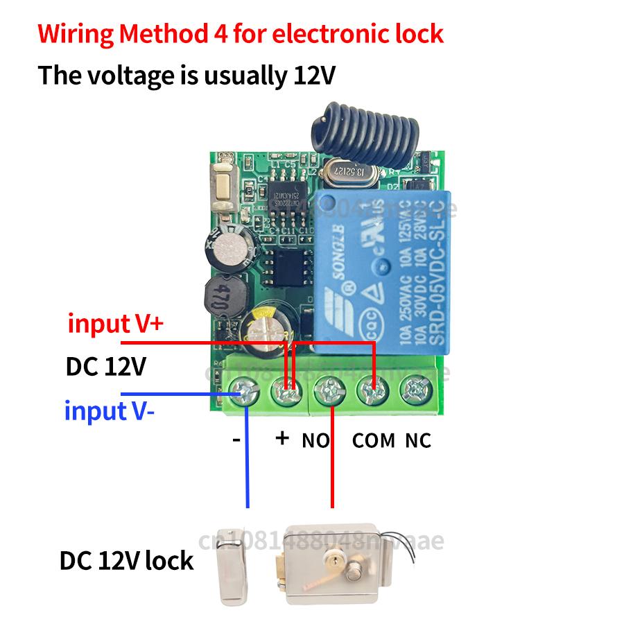 433MHz Remote Control for Electronic Door Lock LED Dry Contact Switch Module Wireless Access Control DC 5-24V 10A Relay Breaker