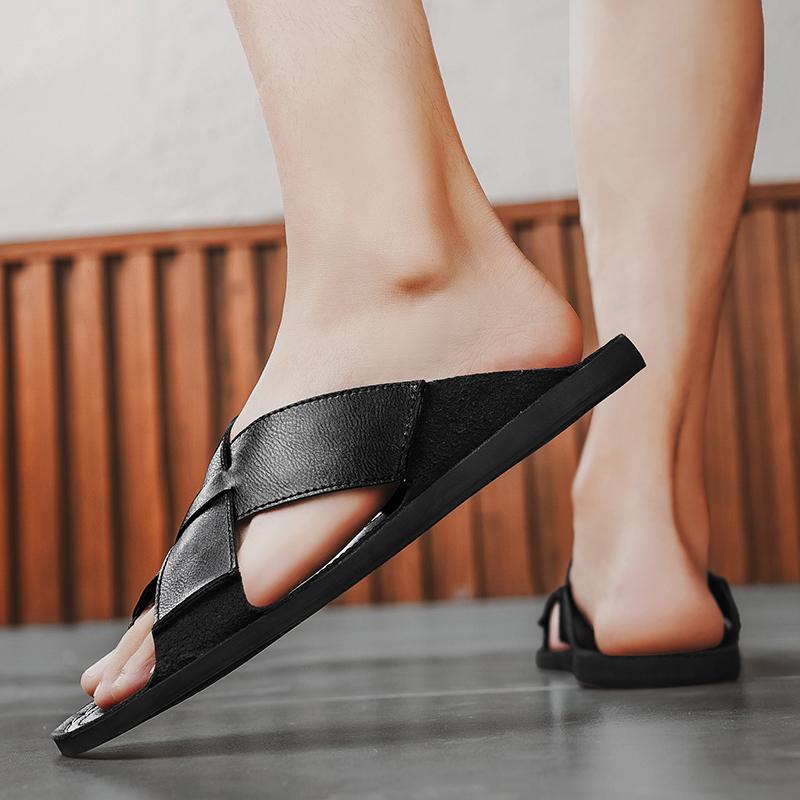 Fashion Mules Outdoor Half Drag Antiskid Simple Lazy Flats Summer Men's Sandals New Slides Flip-flops Lightweight Handmade Men Slippers