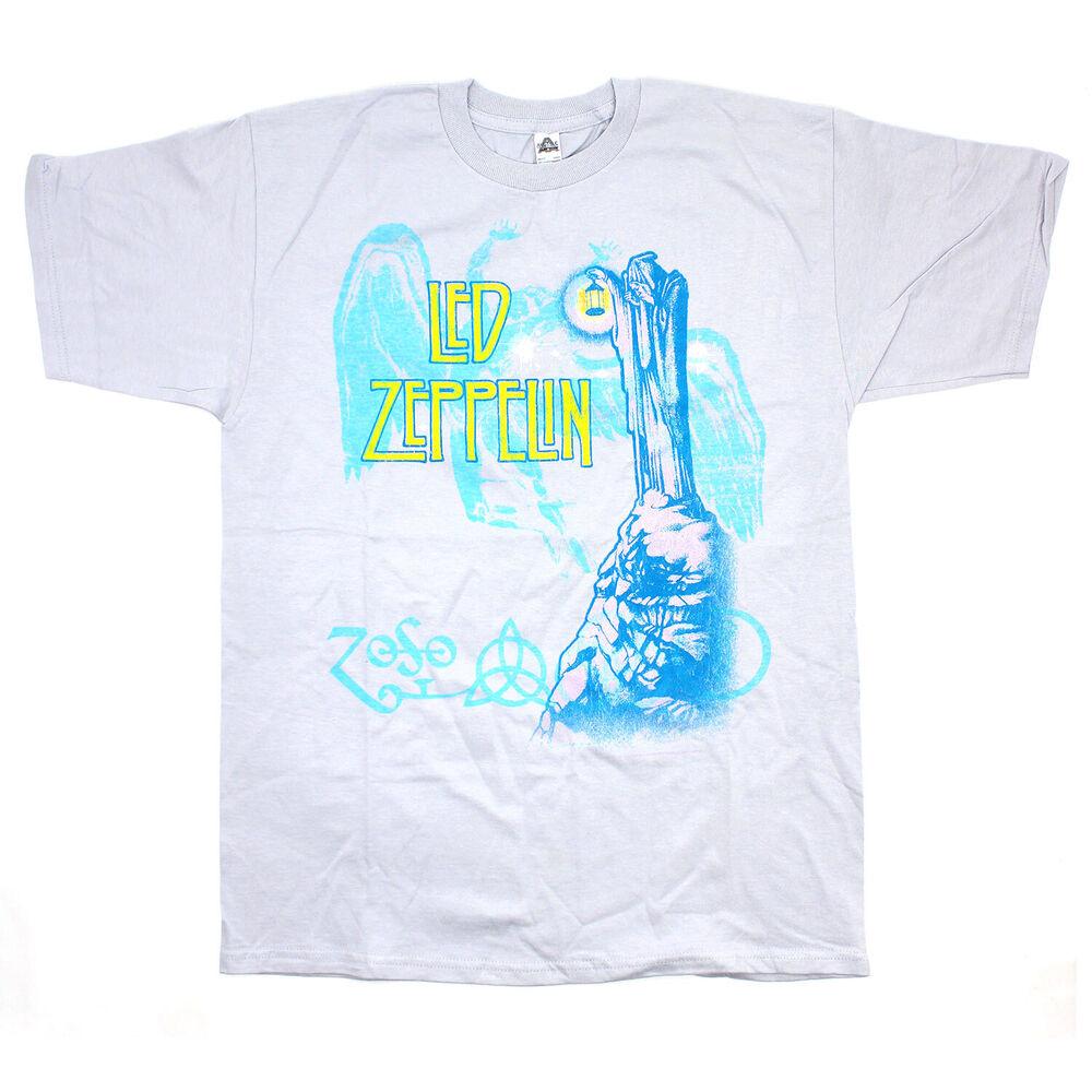 Men s Led Zeppelin Blue Hermit Jumbo Print on Platinum Gray Tee T-shirt Unisex T-Shirt XXXL