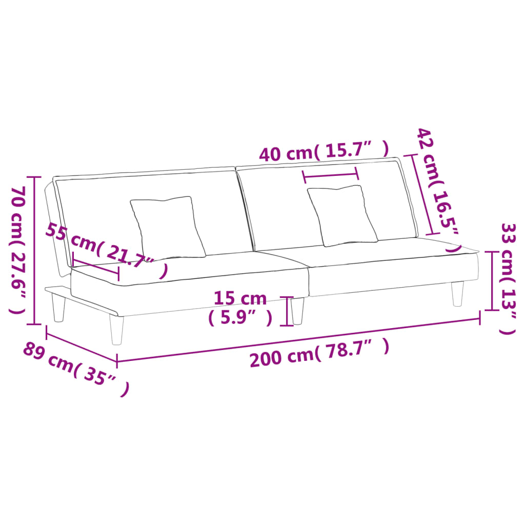 Sofa Bed Dark Gray Fabric