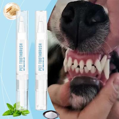 3ml Haustier Zahnbürste Stift Hund Zähne Reinigung Zahnstein Entferner Werkzeug natürliche Pflanze Haustier