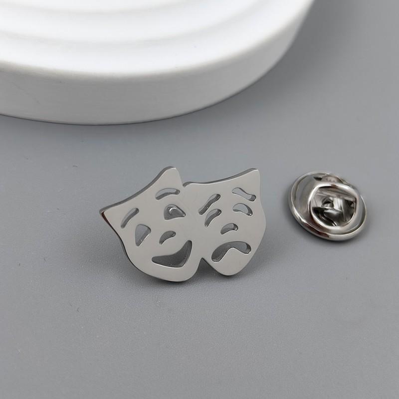 European American Crying Smiling Clown Brooch Cufflinks Halloween Retro High-end Little Devil Head Accessories 14k