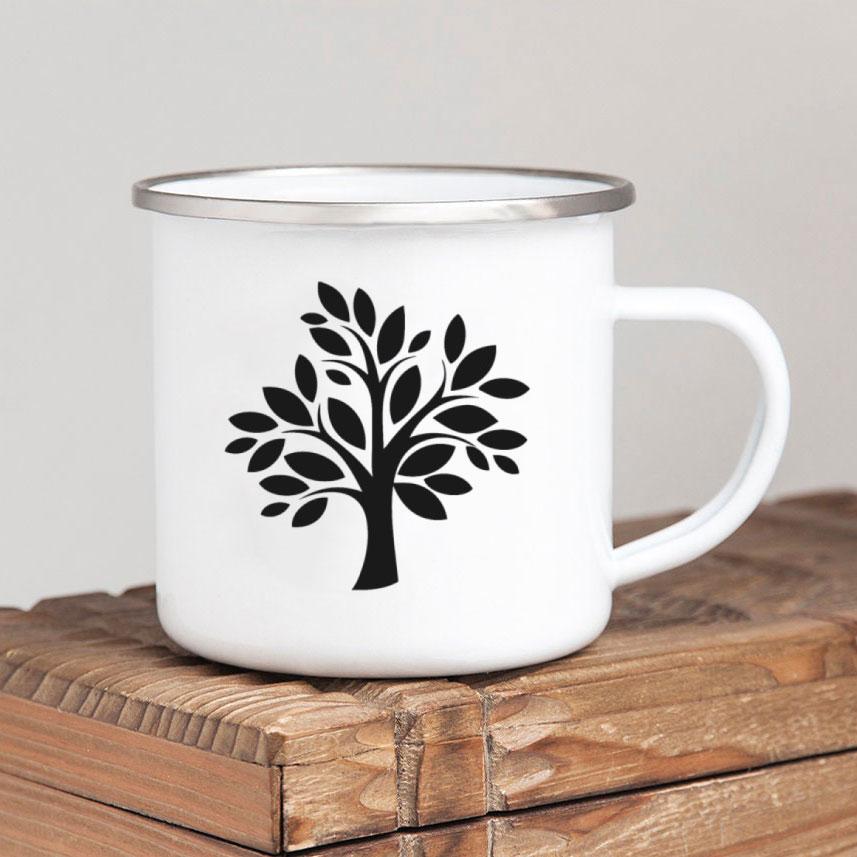Caneca de café esmaltada Forest Camp Adventure Together Camping Cup Ideia de presente para campista Canecas de fogueira ao ar livre Festival ao ar livre Viagem