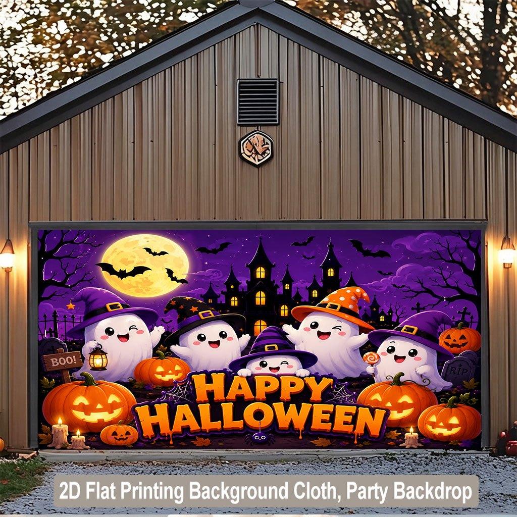 One printed background banner Halloween ghost and pumpkin background fabric party decoration and home decoration