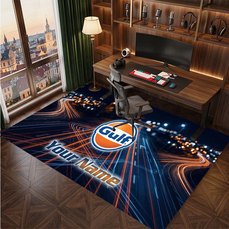 Gulf Personalized Crystal Velvet Carpet, Customized Name Text Soft Anti‑Slip Rug for Living Room Bedroom
