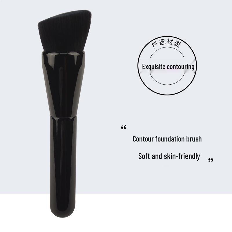 

A170 Кисть для контура: Черная круглая скошенная кисть для нанесения тональной основы без разводов и эффекта маски чёрный