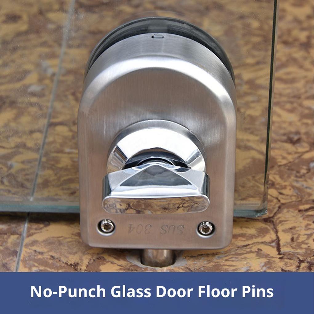 304 Stainless Steel Glass Lock Ground Bolt Ground Lock Anti-Theft Double Swing Hinge Frameless Sliding Door Lock, Brushed Finish