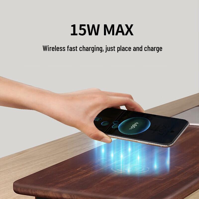 Wooden Monitor Riser with Wireless Charging