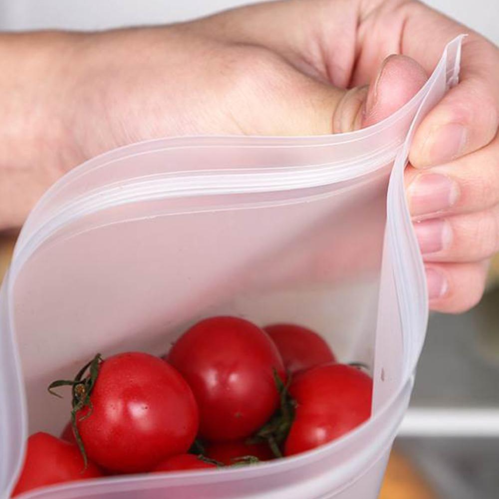 Set Of 4 Thickened Sealed Peva Food Preservation Ziplock Bag, Suitable For Refrigeration, Classification And Storage