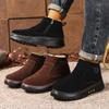 Men's Winter Ankle Boots Slip-On Snow Boots with Fleece Lining & Thick PU Sole Winter  Comfortable Shoes