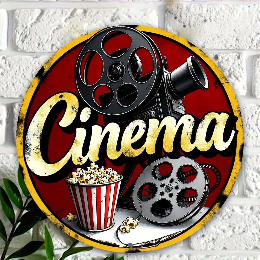 D Flat Metal Sign  Round Cinema Wall Decor for Home Kitchen Garden