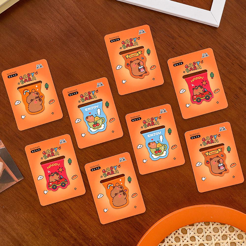 4pcs Capybara Bookmarks Set for Books Cartoon Magnetic Page Clips Holder Marker Unique Reading Gift