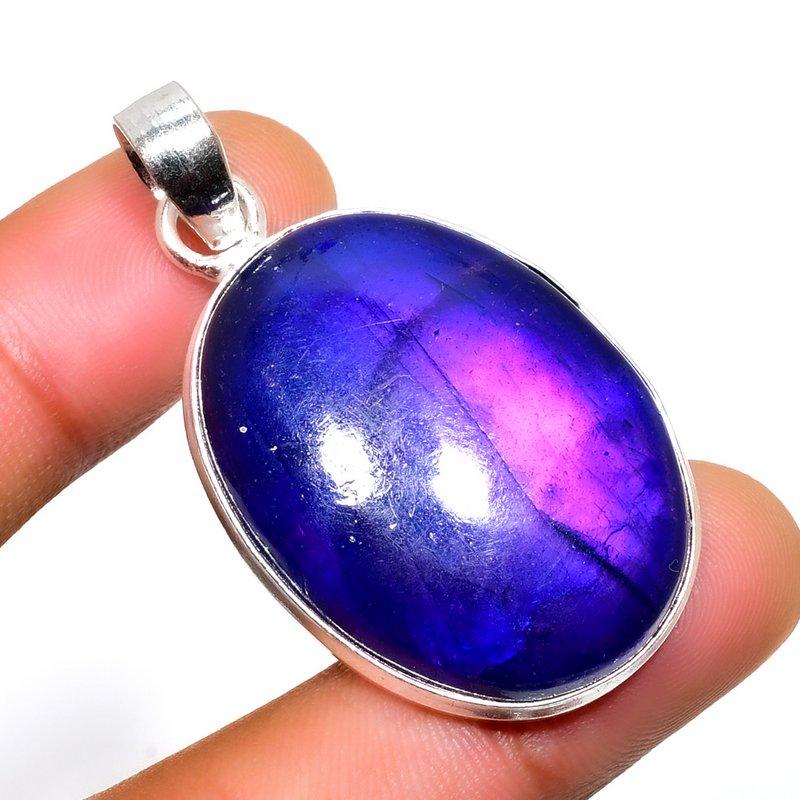 

Ювелирный кулон с фиолетовым лабрадоритом 925 пробы, посеребренный, 1,89 дюйма