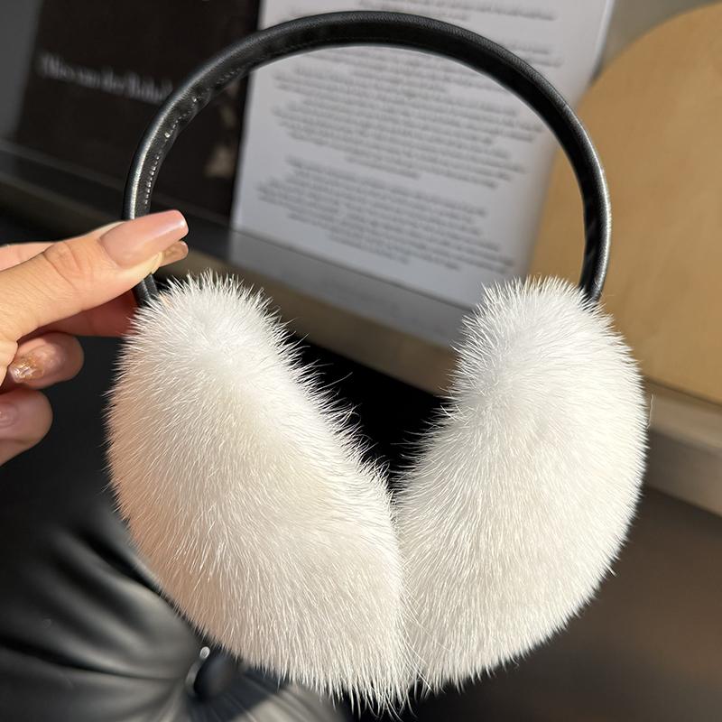 New Winter Luxury Women Warm Real Natural Mink Fur Earmuff Outdoor Fashion Mink Fur Earmuffs Girl Winter Ear Protection