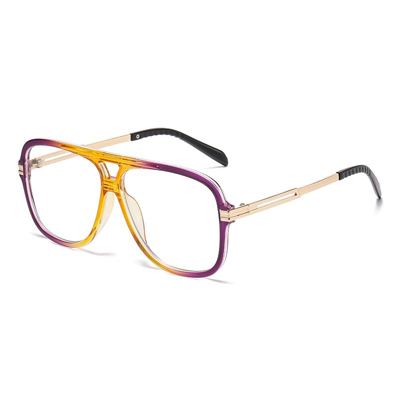 Trendy Retro Large Square Frame Sunglasses with Double Bridge