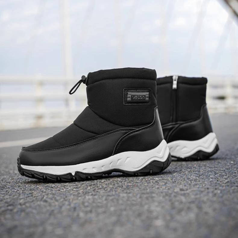 Winter Warm Snow Boots for Men Outdoor Anti-Slip Waterproof Walking Ankle Booties for Male Comfortable Hiking Mid-Calf Boots Shoes With Fur Lined