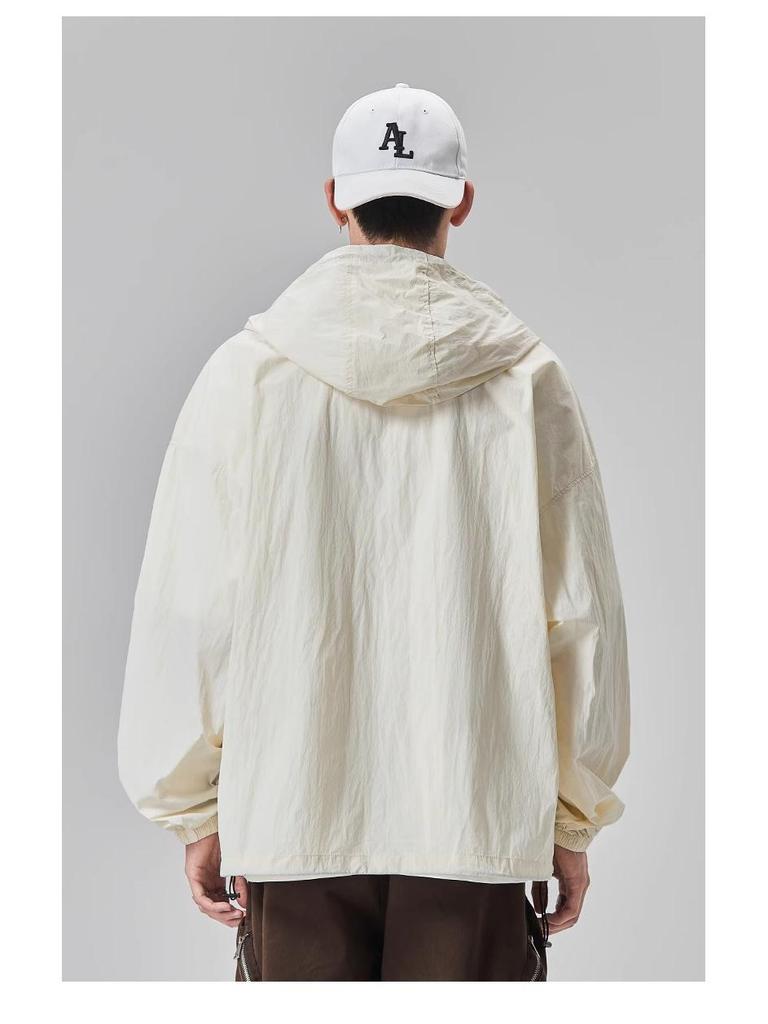 GURBAKS Men's Ice Silk UV Protection Hooded Jacket - Lightweight, Breathable, Summer Sun Protection
