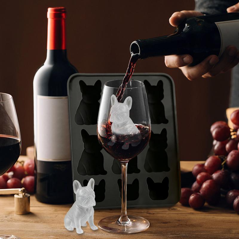 Ice Mold 3d French Bulldog Ice Mold Silicone Easy-Release Leak-Proof Reusable Press Maker Beer For Whiskey Wine Bartending Home
