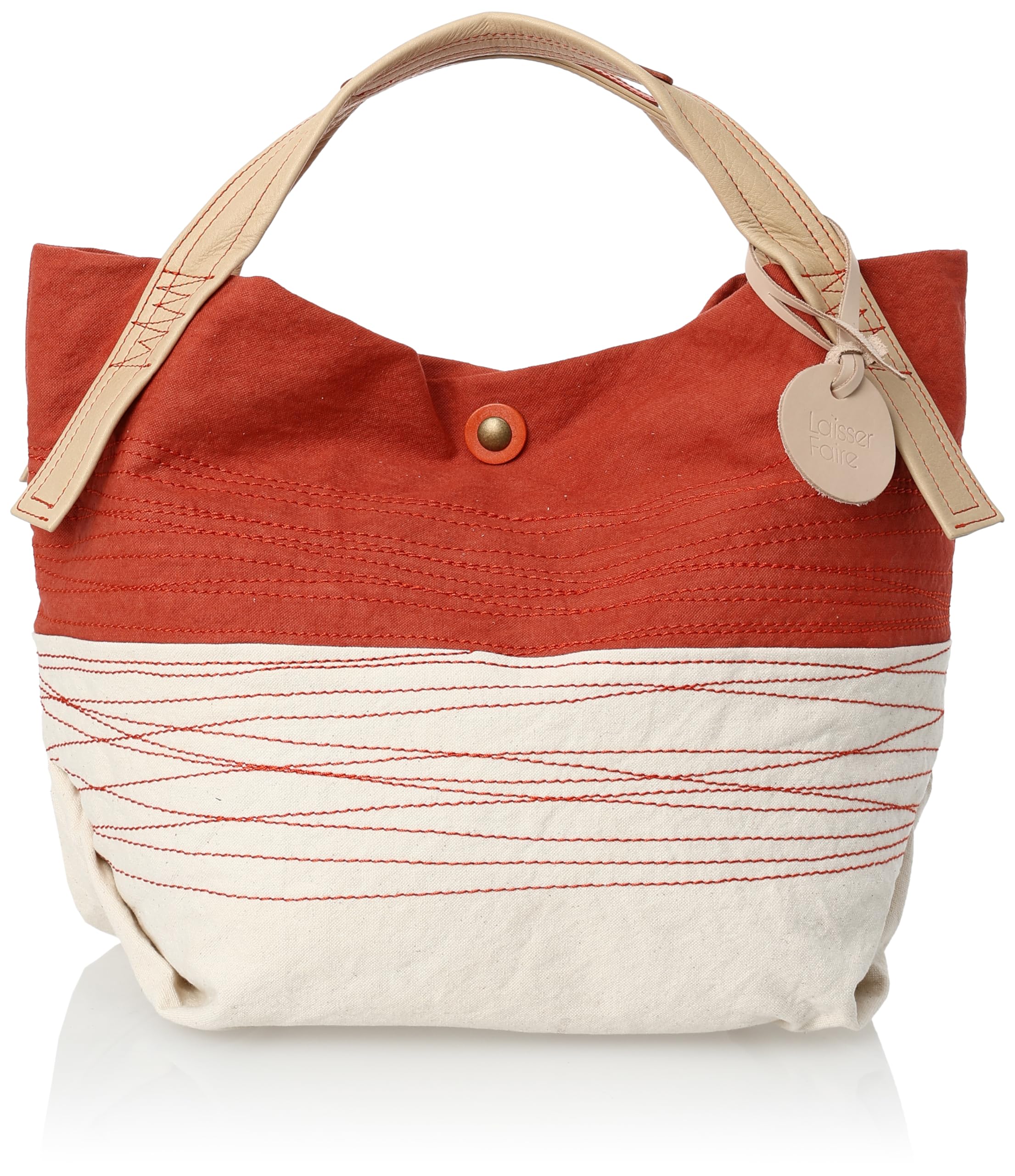 

Laissez-Faire Canvas Handbag Jeff 520269, Two-Handle Handbag, Cotton Canvas and Cowhide Leather, Orange