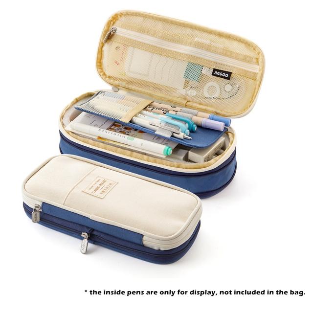 Kids Students Double Sided Pen Bag Pencil Case Special Dual Canvas Pocket Storage Bag Pouch Stationery School Trave Case Bay