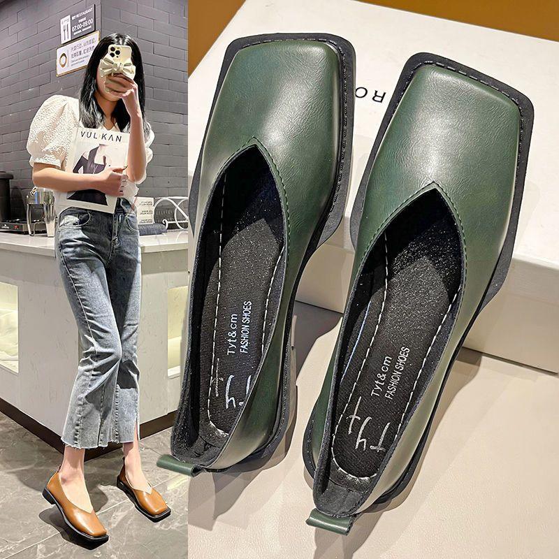 French Temperament Square Head Shallow Mouth Ladyshoes Shoes Versatile Xiaoxiang Flat-soled Single Shoes 2025 Summer and Autumn New Models