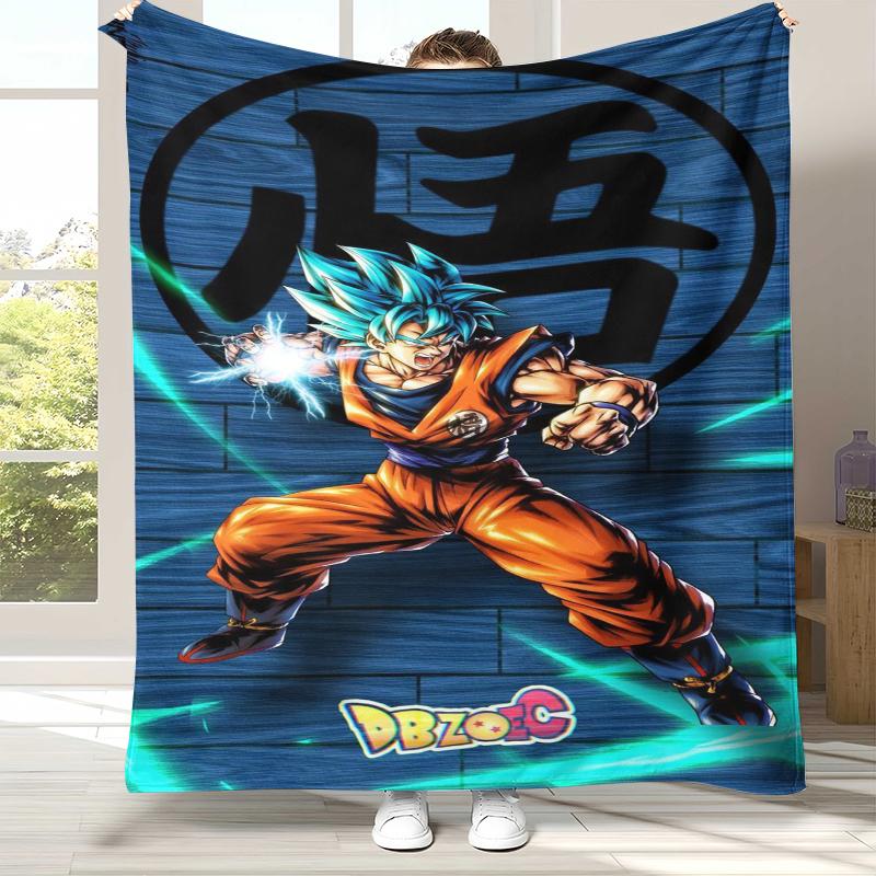 Anime D-Dragon Ball Game Cartoon Flannel Blanket,Ultra Soft Warm Plush Throw for Home Bedroom Bed Sofa Cover Office Camping