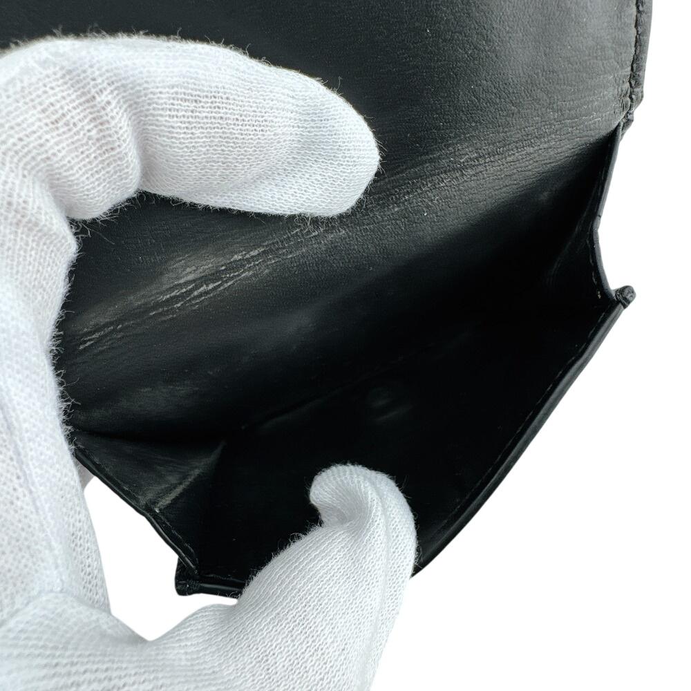 Loewe Cartera compacta anagrama cuero 6 compartimentos para tarjetas Plegable en tres partes cuero negro Usado