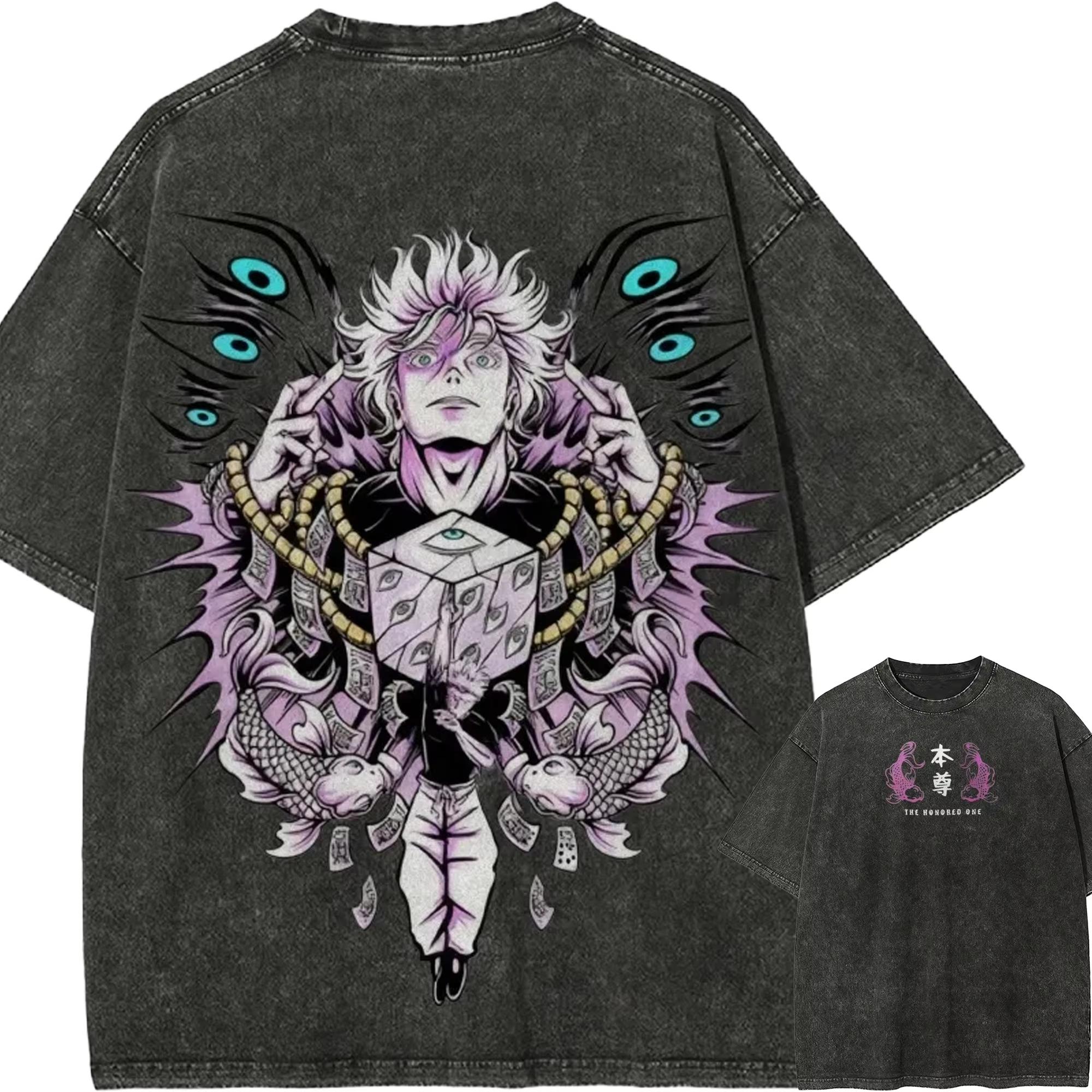 

Honored One Gojo Satoru T-Shirt Jujutsu Kaisen Prison Realm Tee Vintage Washed Anime Graphic Harajuku Men Clothing S