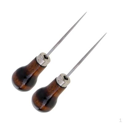 2 Stück Nähahle Leder mit Holzgriff für DIY Nähen, Reparieren aus Canvas Und