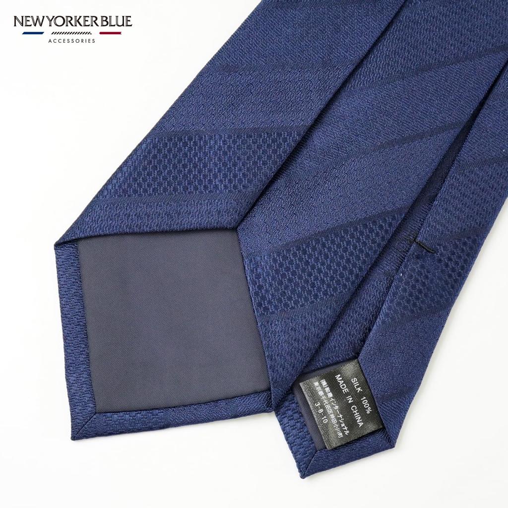 [New Yorker Blue] Solid Pattern Tie NB917348 Navy, One Size Fits All, Business Suit Style, Gift