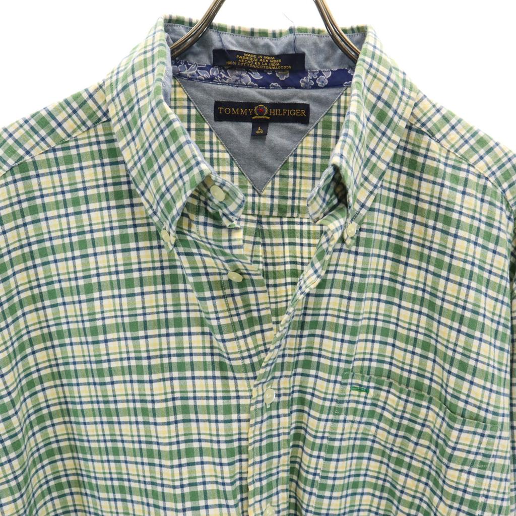 Tommy Hilfiger Check Pattern Long Sleeve Button Down Shirt L Green System Men's Used