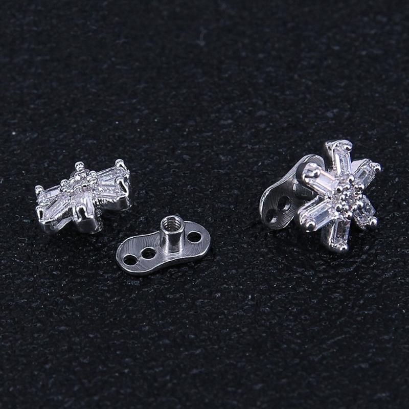 Gioielli per Piercing al Corpo in Acciaio Inossidabile Ancore Dermiche Incastonate di Cristallo Set Accessori di Grado Impiantabile Microdermal