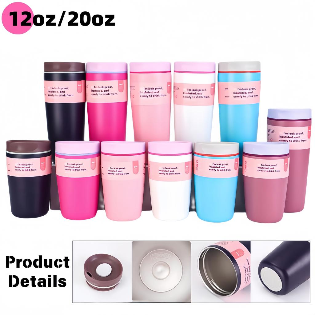 Taza Térmica de Acero Inoxidable de Gran Capacidad 12oz/20oz para Coche, Botella Térmica de Viaje, Taza de Café, Termo, Tazas Aisladas