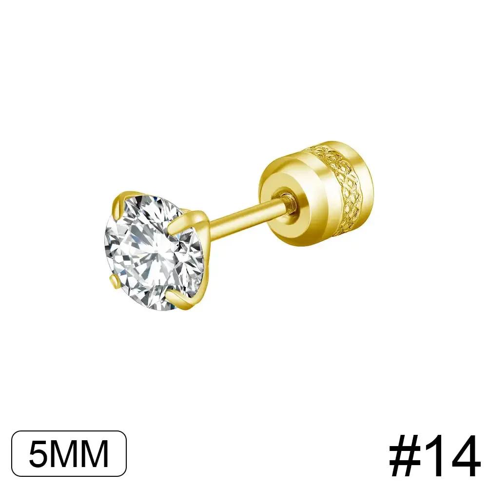 Fashion Four Claw Zircon Cartilage Stainless Steel Ear Stud Crystal Zircon Earrings Piercing Jewelry Steel Clear